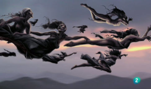 Ilustración de unas brujas volando