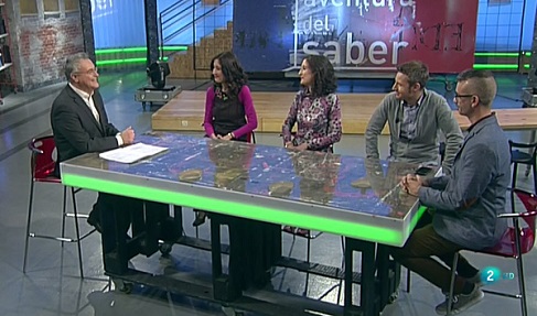 Salvador Gómez, Alfredo García, Guillermo Blázquez, María y Laura durante la entrevista